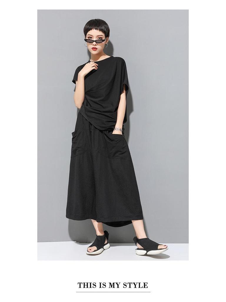 Trendy Asymmetrical Bat Sleeve T-Shirt - Summer Women's Niche Design