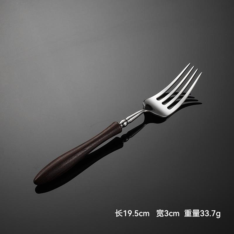 304 Stainless Steel Chicken Wing Wooden Handle Knife, Fork and Spoon Western Tableware Multi-specification Insert Handle Heavy Household Steak Knife