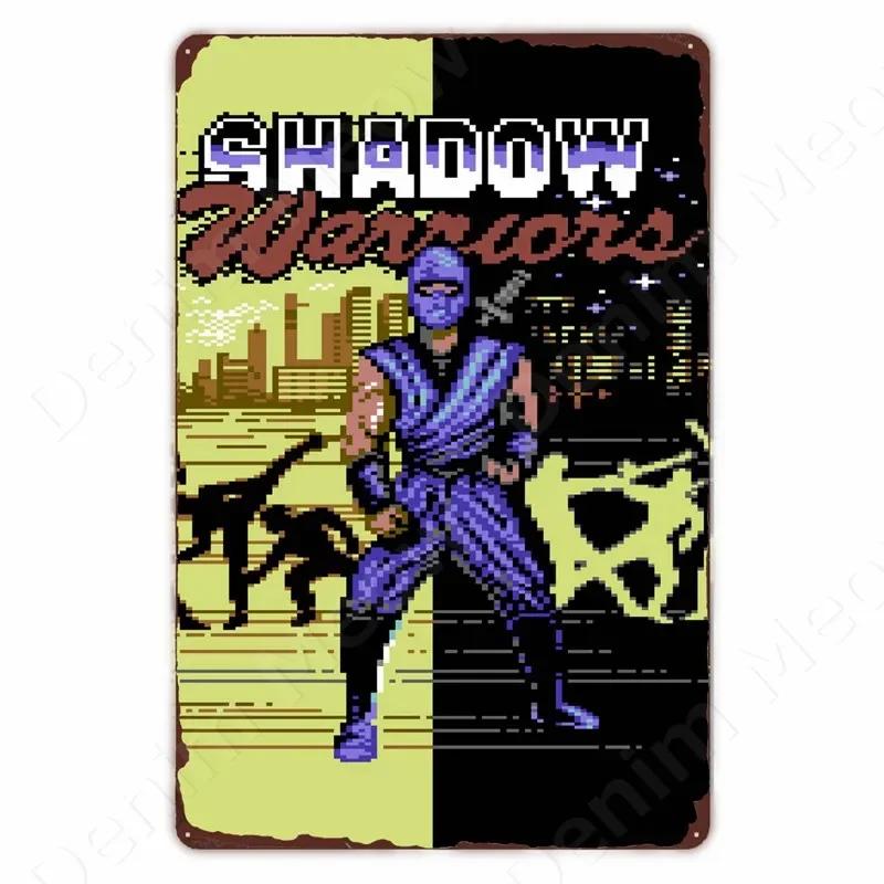 Classic Pixel Games Vintage Retro Metal Tin Sign Old Games Art Poster Space Pixel Game Plaque for Home Room Club Bar Wall Decor