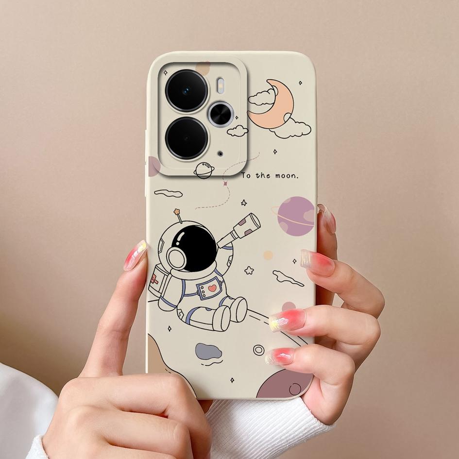 Custodie per telefono carine da astronauta per Oppo Realme C75x 14 14T 14X P3 Narzo 10 30 60 A5 Pro Silicone liquido liscio di alta qualità Guscio antiscivolo per custodie Oppo