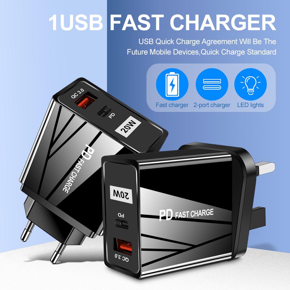 Dual USB Quick Charger - 5V/9V/12V, QC3.0+PD, EU/US Standards