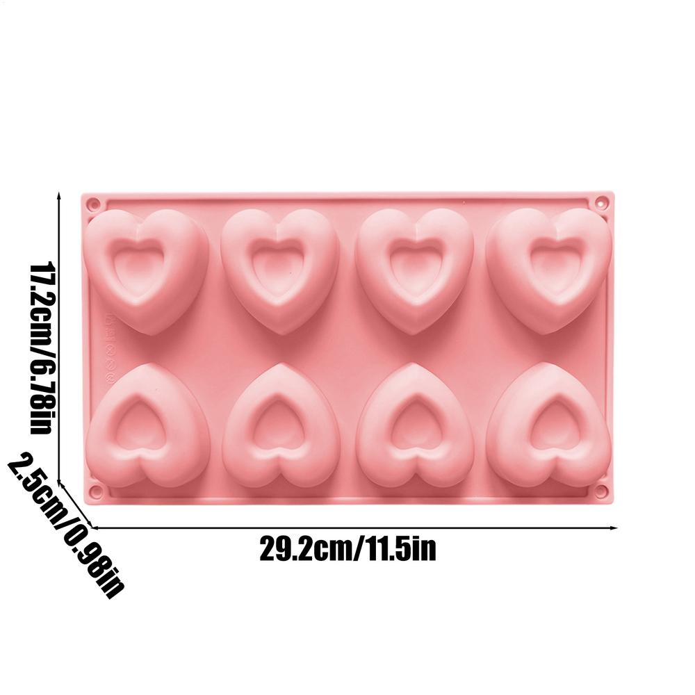Silicone Mold 8 Hole Heart Silicone Candle Mold Valentine's Day Candles Making Kit DIY Love Cake Chocolate Baking Tools