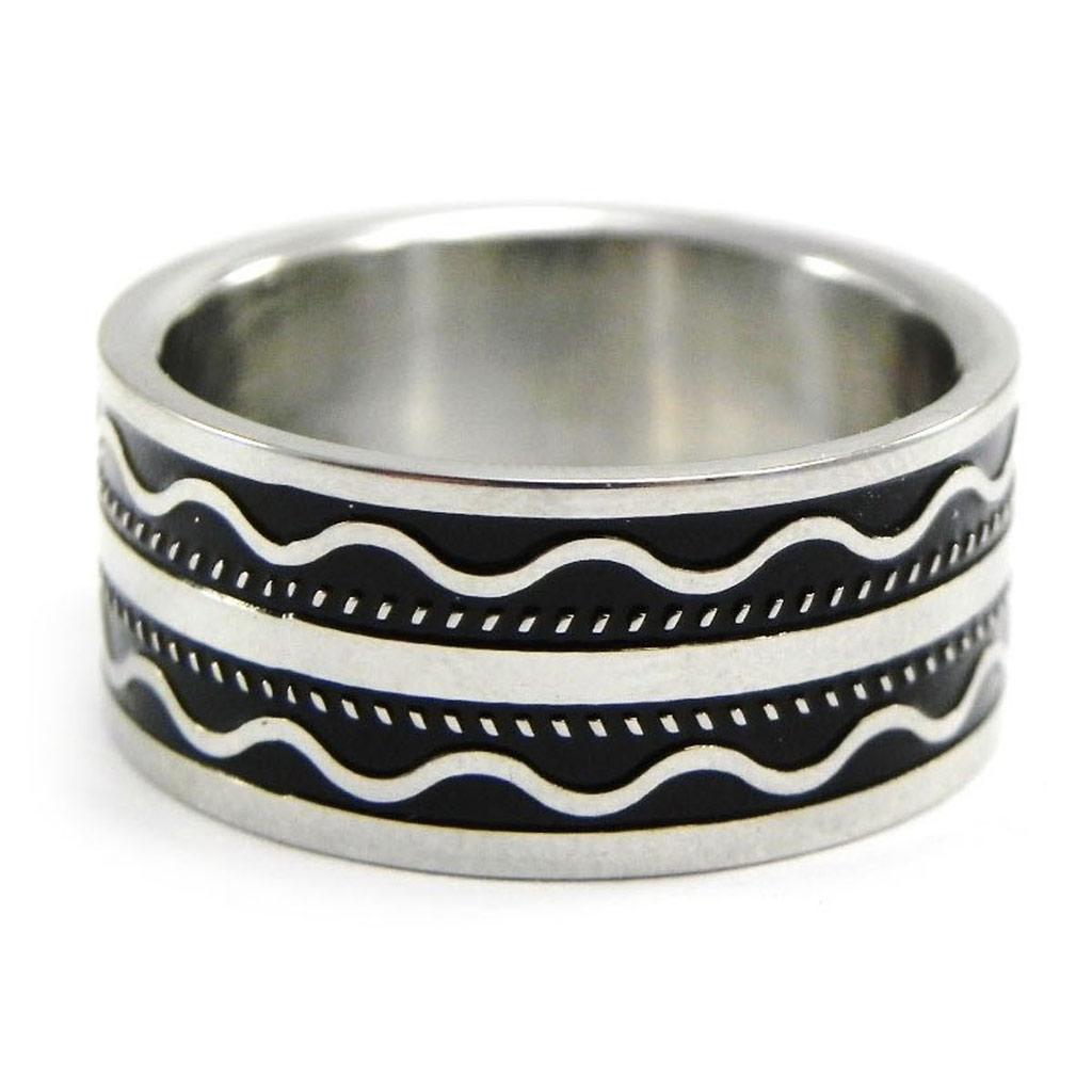 Men's Black Steel 'Hugo' Ring