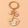 Cute Enamel Flower Bee Keychain Animal Key Rings Pendants for Women Girls Handbag Accessories DIY Jewelry Gifts