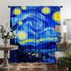2PcsOil Painting Starry Sky Print Curtains,suitable for Bedroom,living Room Kitchen Decoration,home Decoration,window Decoration