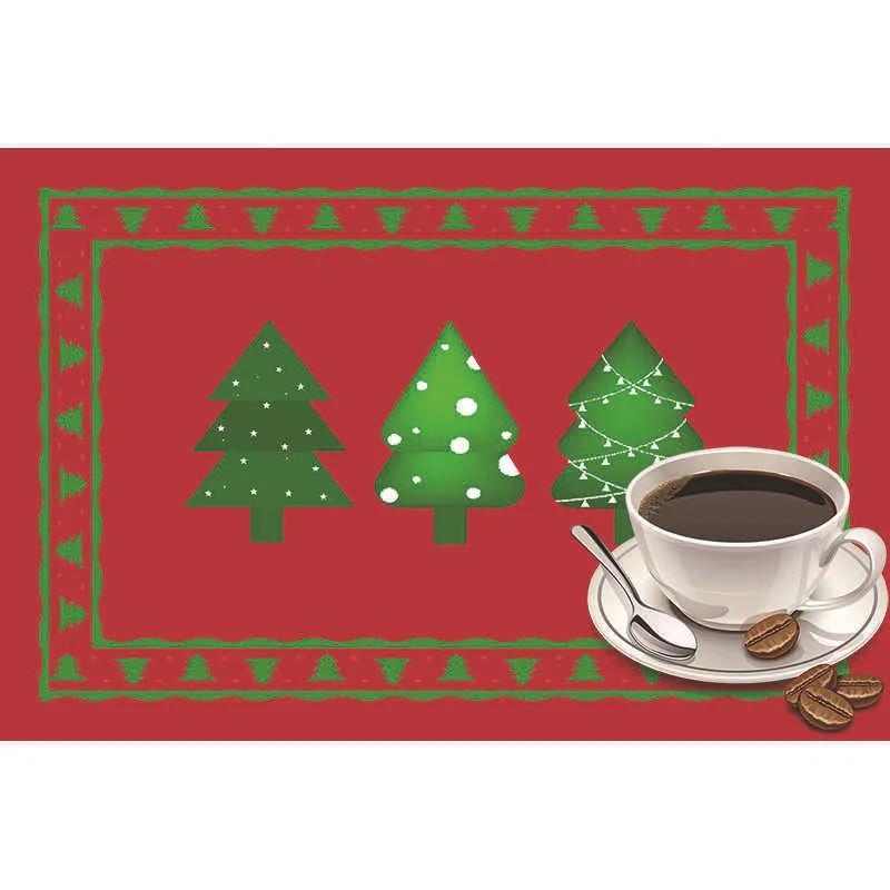 Christmas Placemats Table Mats Plaid Snowflake Santa Claus Coaster Pad Cup Dining Kitchen Placemat Non-Slip Home Decorations