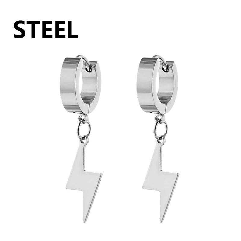1Pair Punk Gothic Stainless Steel Stud Earring Creative Blade Pendant Punk Rock Razor Blade Earrings Gothic Hip-hop Ear Zircon