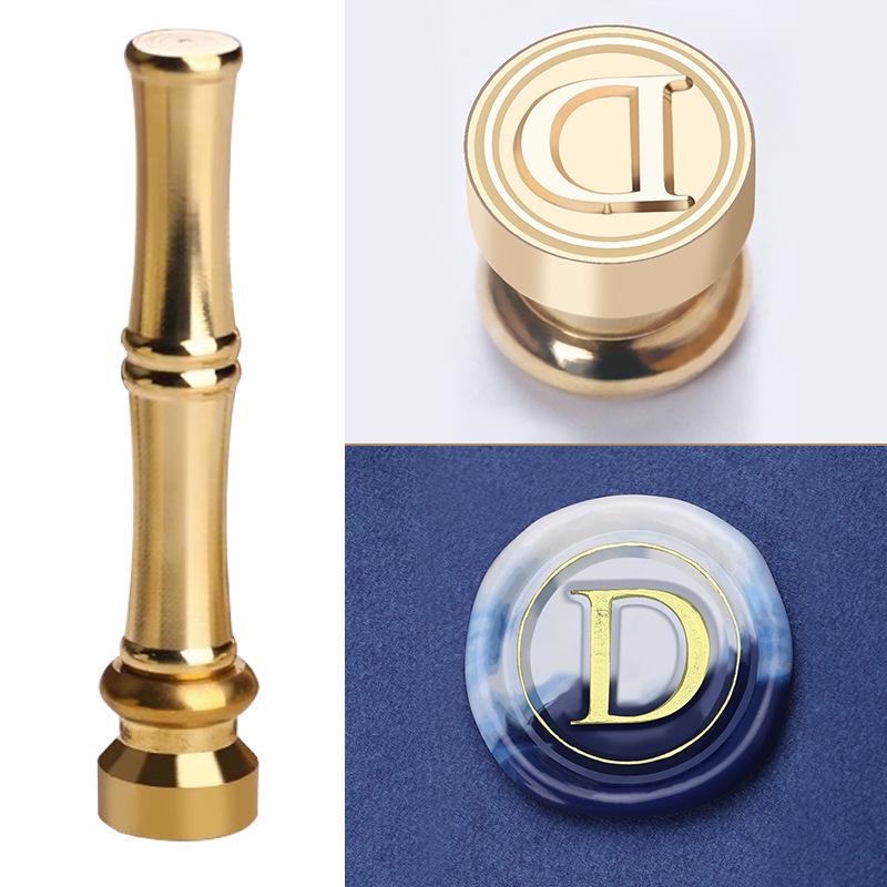 Mini Bamboo-Handled Stamp: 1.5cm Copper Head In Regular Script with Sealing Wax