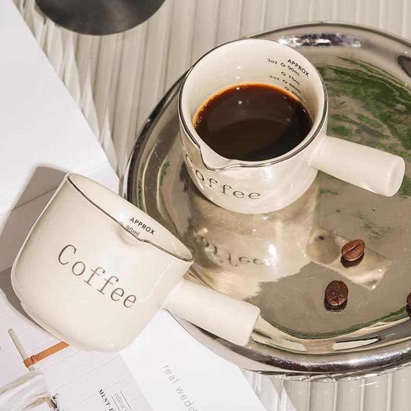 Keramik Espresso Kaffee Messbecher Mit Skala Extraktionsbecher Milchbecher Milchkännchen Mit Henkel Latte Mischbecher Skala Messbecher