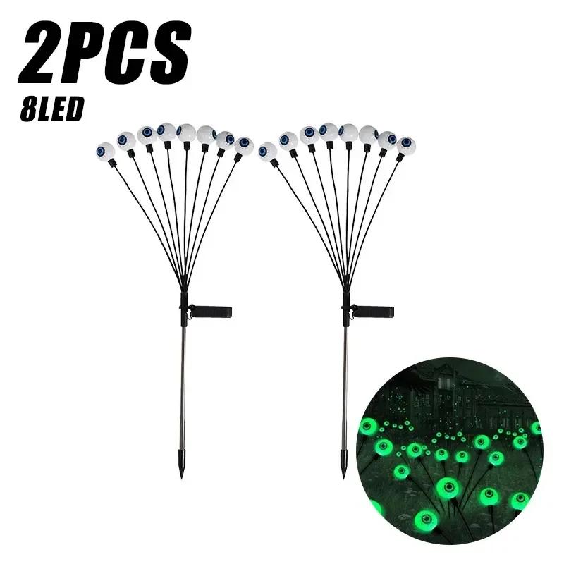 Halloween Outdoor Scary Eyeball Lights Led Green Warm White Multi Color Eyeball Blinking Firefly Lights Waterproof Solar Lights