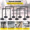 Crowd Control Stanchion, 8 Pieces Stanchion Set, with 6.6 ft/2 m Black Retractable Belt, Black Crowd Control Barrier w/Concrete and Metal Base, Easy