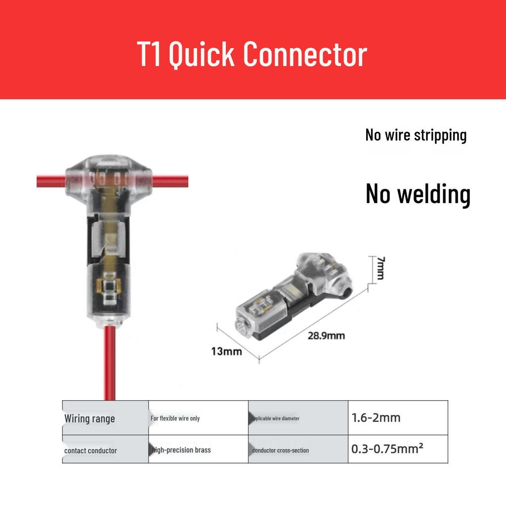 LED Quick Connector | Strip-Free & Solder-Free Double Wire Plug - Pull-Out Type D2 T1