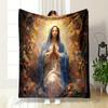 Blessed Virgin Mary Floral Halo Blanket  Printed Blanket for Living Room Bed Couch Lunch Break Soft Cozy Blanket for Friend's Festival Gift