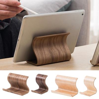 Wood Tablet Stand Yellow Coffee Phone Stand Simple Display Rack Desktop Ornament