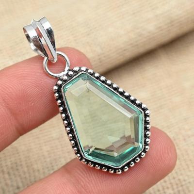 Aqua Apatite Gemstone Solid 925 Sterling Silver Pendant Handmade Jewelry For Gifts