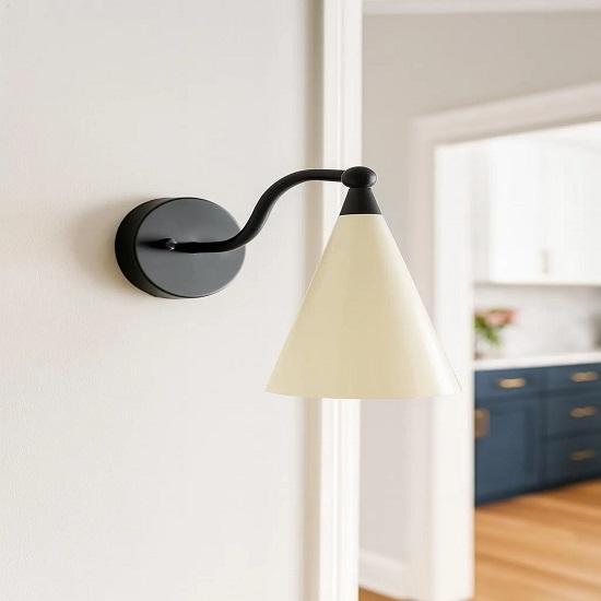 

Настенный бра из латуни ручной работы с эмалью, светильник в стиле модерн середины века с коническим абажуром для домашнего декора