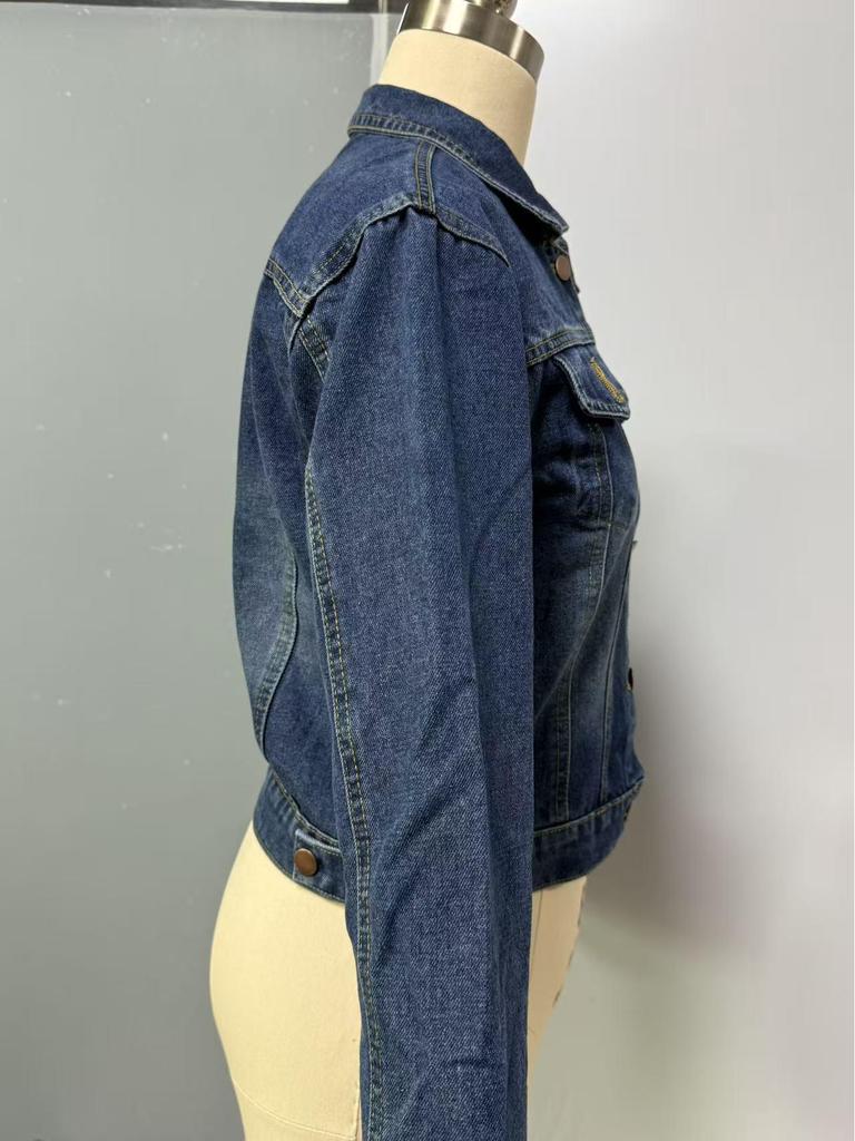 Veste décontractée en jean pour femme Europe et Amérique 2025 avec boucle en cuivre