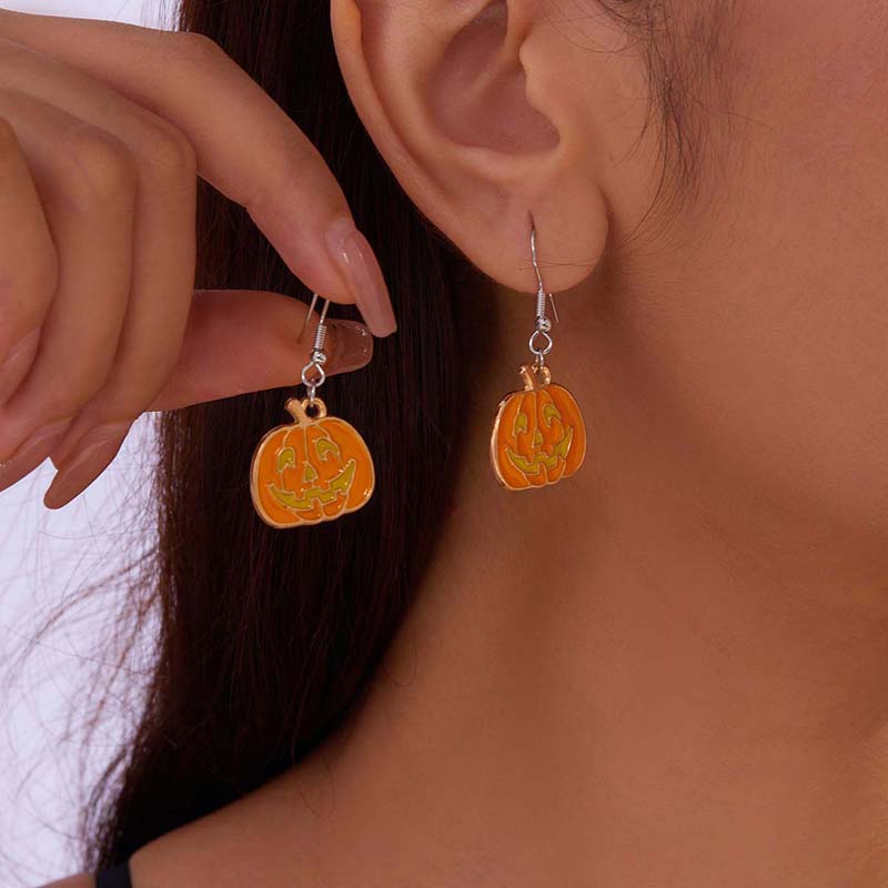 Cute Halloween Ghost Dangle Earrings for Women Cartoon Pumpkin Bat Spider Web Cat Tassel Drop Earring All Saints' Day Jewelry