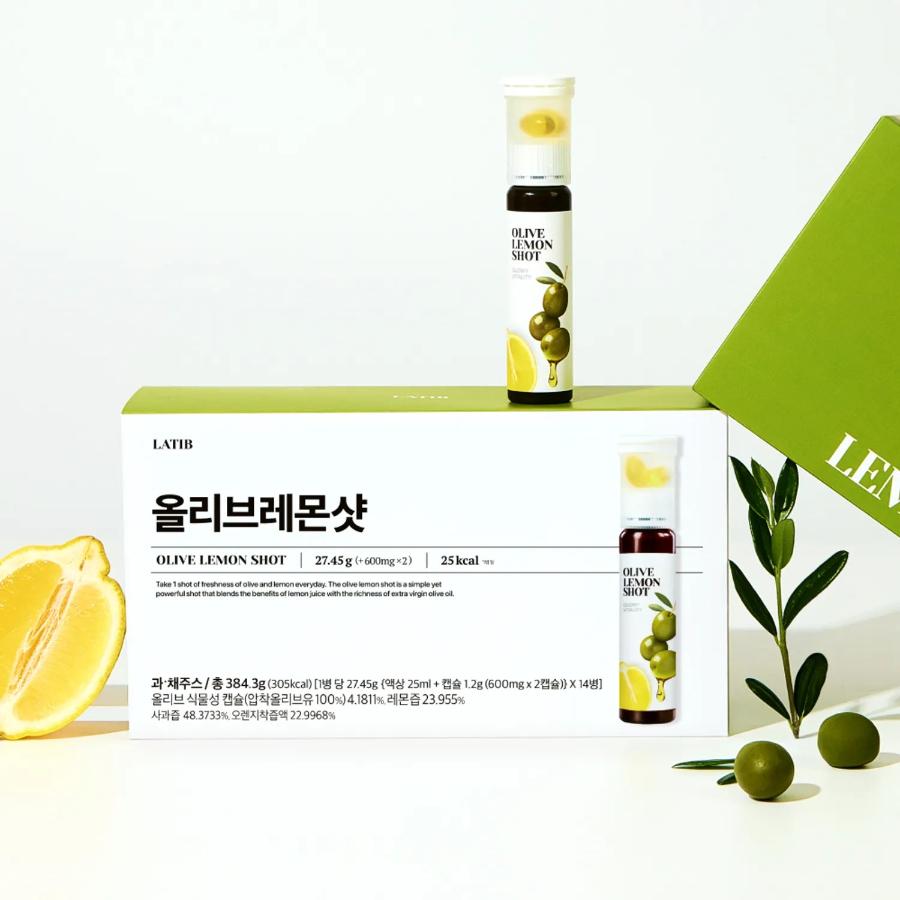 LATIB Olive Lemon Healthy Daily Drink Portable Shot 14 Count Portable Shot 14 Count