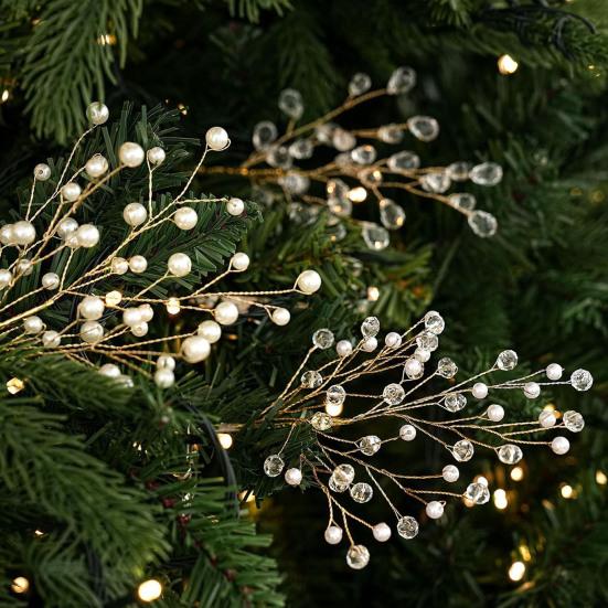 Winter-Themenparty-Dekoration Künstliche Kristall-Weihnachtsbaum-Stecker mit biegsamem Draht, Acryl-Perlen-Spray Bastelbedarf für Ornamente Feiertage