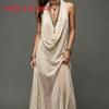 Bohemian Beach Dress With Knit Fabric For Vacation Travel