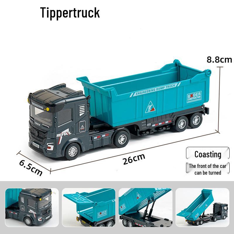 Children’s Double-Layer Flatbed Trailer & Dump Truck Model Toy Set