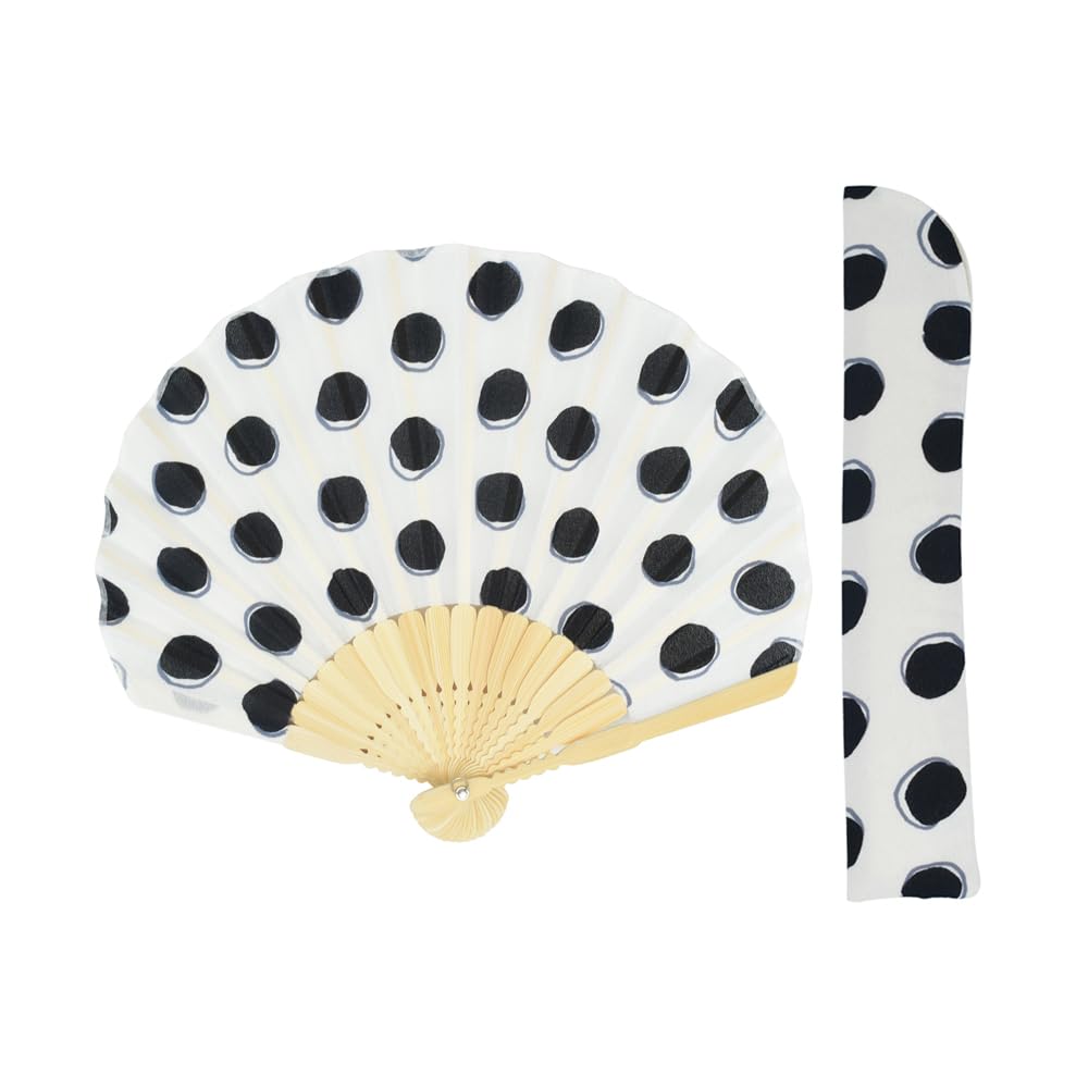 Onishi Kensei Seihan Folding Fan x Folding Fan Case Gift White Dot Set, Pattern,  Ripple  SGF27-A01