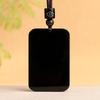 Natural Black Jade Blank Pendant With Rope Chain Genuine Chinese Hetian Jades Nephrite Charms Necklace Men Women Lucky Amulets