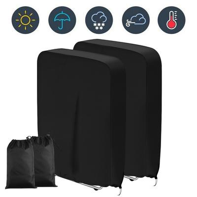 2Pc Folding Chair Cover Waterproof Outdoor Sun Lounger Cover Patio Reclining Chair Cover Garden Furniture Cover W/ Storage Bag