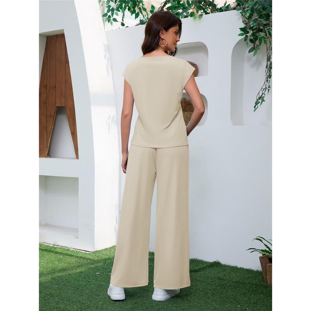 Damen-Sets Unifarbene Lässige Sport-Rundhals-Ärmellose Tops und Hosen