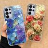 Pouzdro na telefon pro Samsung Galaxy S24 S26 Ultra S22 S23 S21 Plus S20 FE Korejské Retro Umělecký Gradient Růžové Květiny Dámské TPU Kryt Nárazuvzdorný Silikon