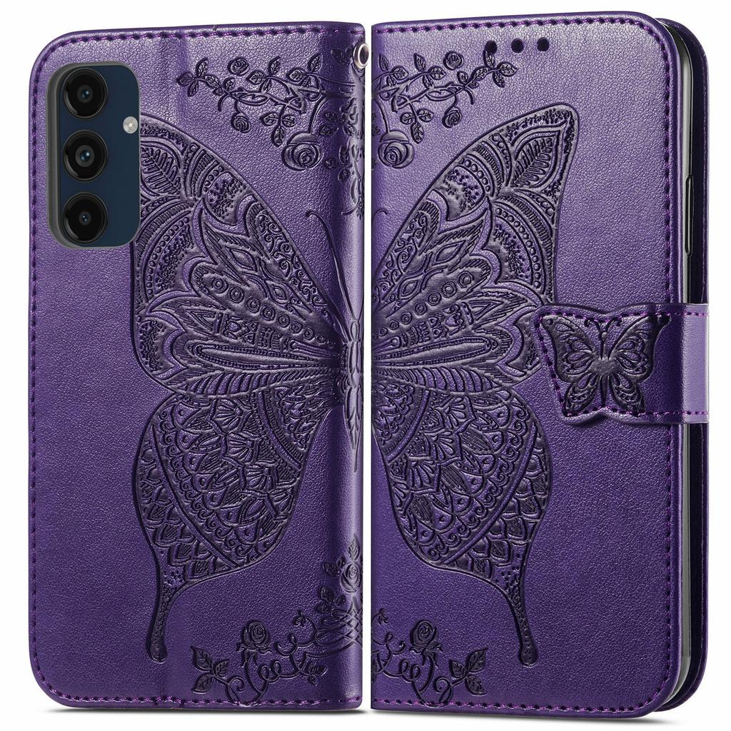 For Samsung Galaxy S24 FE Case PU Leather Wallet Phone Cover Butterfly Pattern