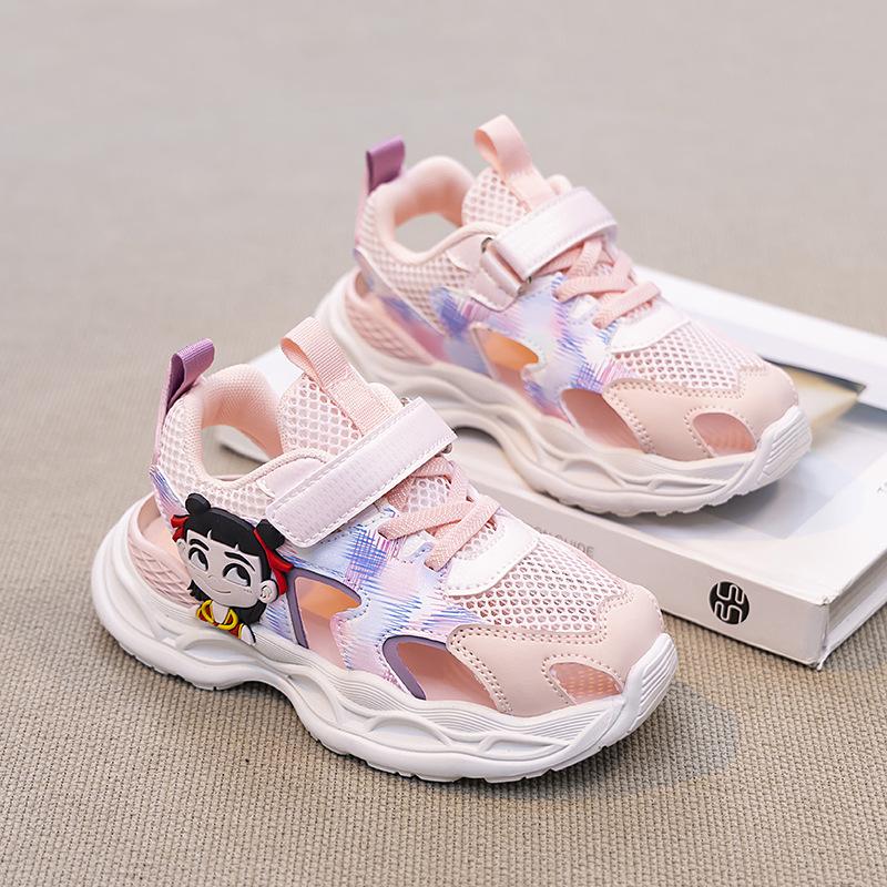Nezha Mädchenschuhe 2025 neue Sommer Kinder Sportschuhe Dad-Schuhe ältere Kinder Mesh atmungsaktiv einzelne Meshschuhe Mädchen