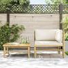 2 Piece Garden Lounge Set with Cushions Cream White Bamboo