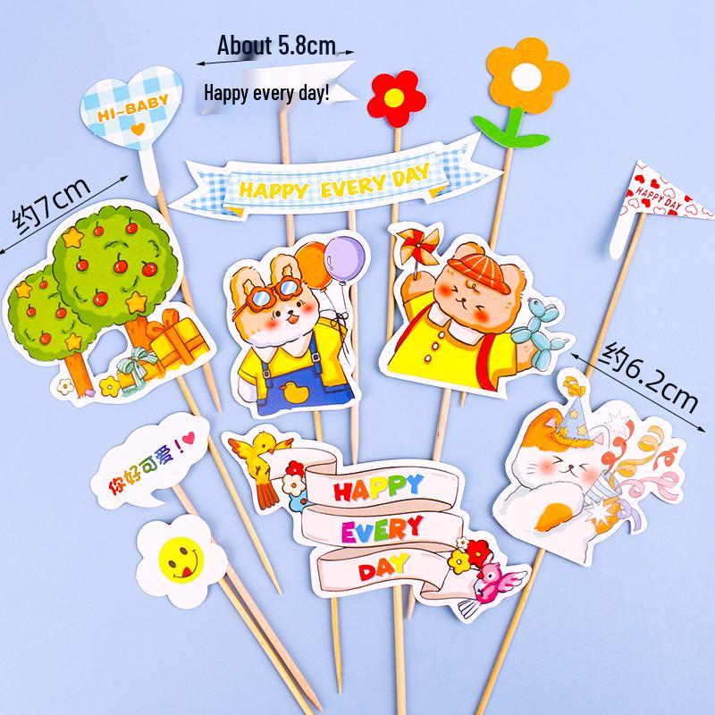 Children's Day Cupcake Toppers: Cute Cartoon Inserts - 61 Pieces