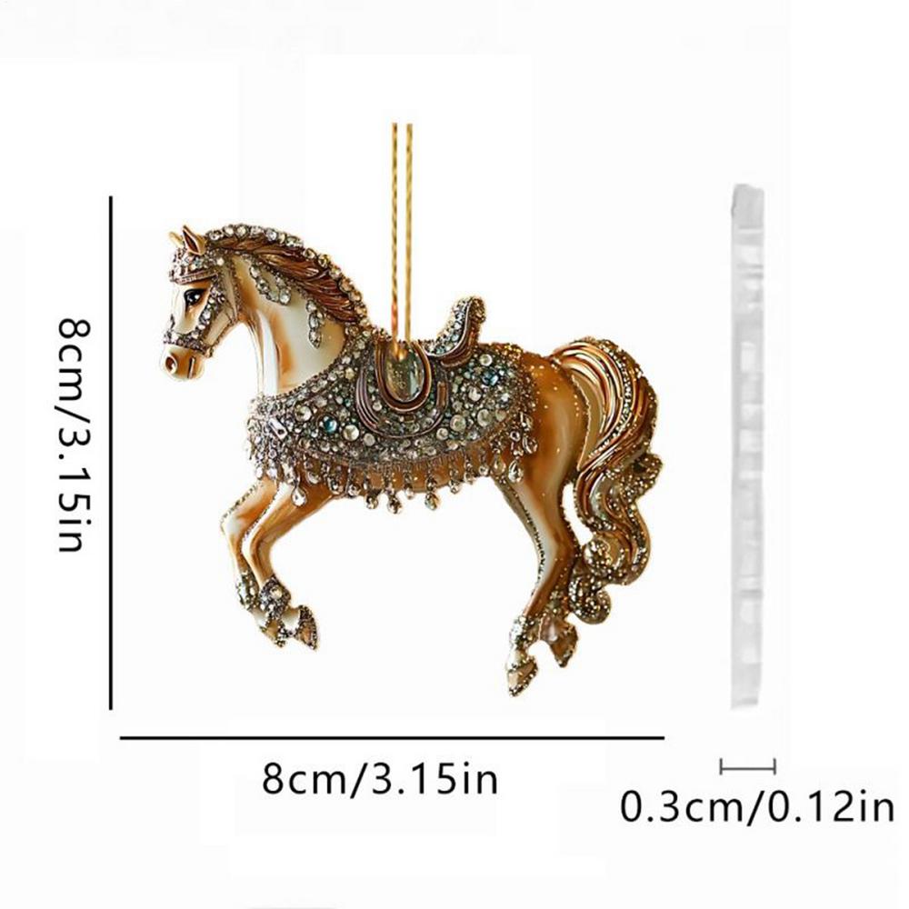 flat Horse Ornaments For Christmas Tree 2D Acrylic Suncatcher Pendant Figurine Christmas Horse Decorations For Women Girl Home