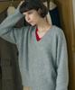 Deuloupisumeon Hairy Wool V-Neck Pullover Knit [Ivory]