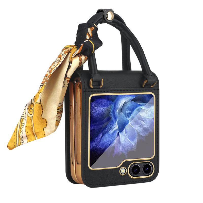 Stylish Silk Scarf Handheld Case for Samsung Z Flip 6, 3/4/5 Gen. - Elegant Cross-Border Design for Women.