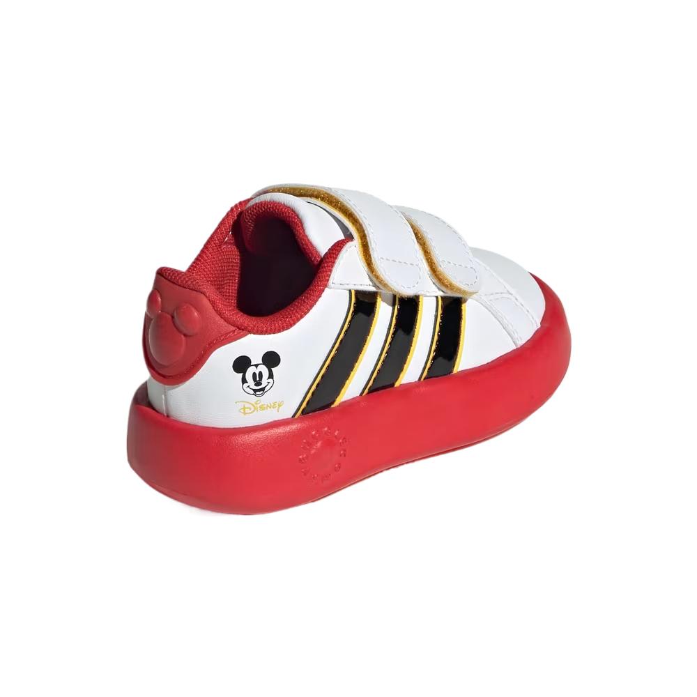 Adidas Disney X  Grand Court Synthetic Leather Comfortable Casual Soft Minimalist Low-Top Walking Shoes Baby Shoes Cloud-White Black JQ8070