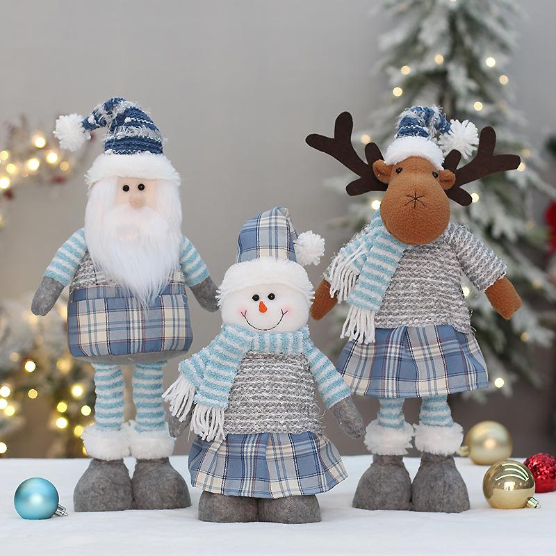 Christmas Telescopic Cloth Dolls: Santa, Snowman & Reindeer Holiday Decorations