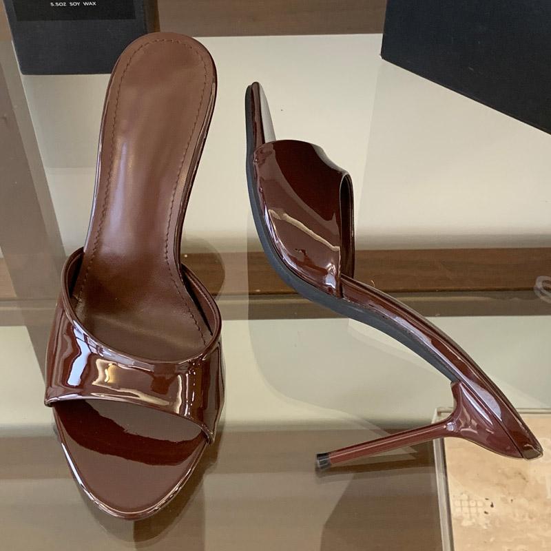 Pesstwei Summer Fashion Elegant Sexy Peep Toe Thin Heels Slipper Women Slides Stripper Party Sandal Mule Shoes Zapatos De Mujer