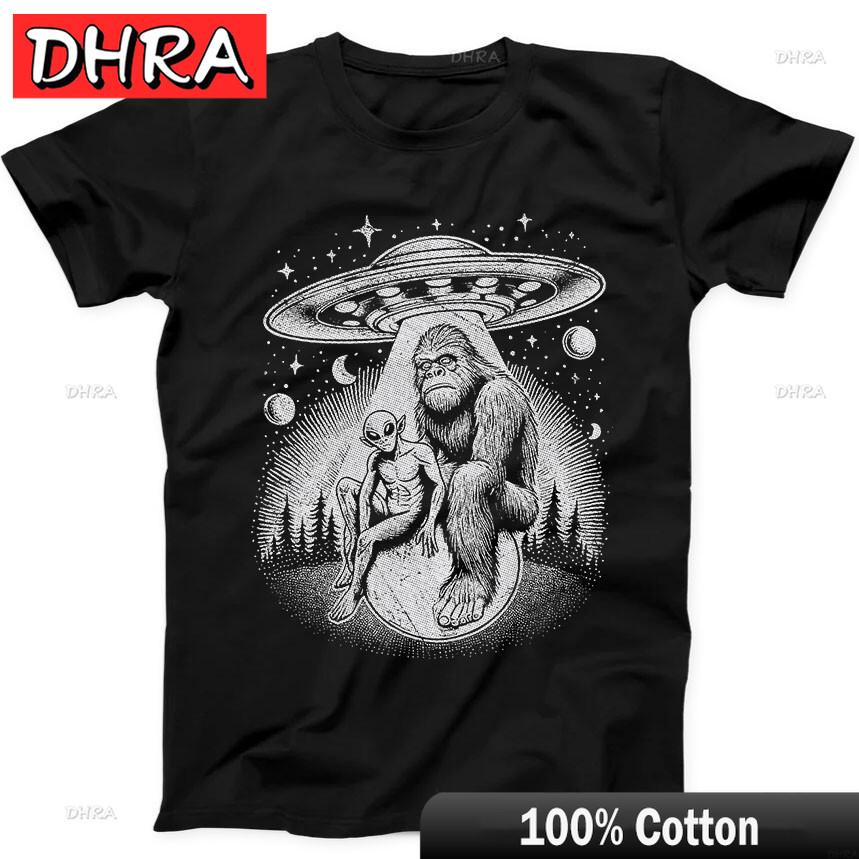 

Bigfoot Alien and UFO in Forest Night Believe Funny Gift Black T Shirt Minimalist Stylish Tshirts Shirts for Gym Shirts Women 4XL