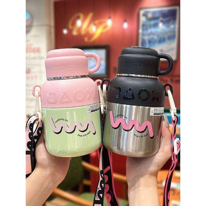 Large Capacity Thermos Cup for Girls with Lid and Filter, Portable Tea Cup for Children and Students, Suitable for School Use, Large Insulated Bottle