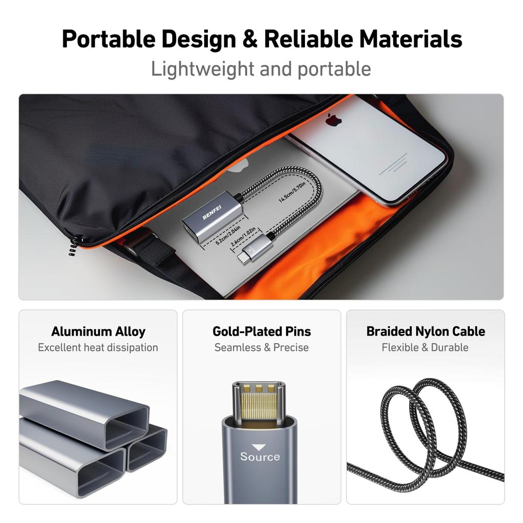 BENFEI USB C auf HDMI 4K USB HDMI Adapter Kompatibler Typ C Konverter Video Kompatibel mit iPhone 15 MacBook XPS und Mehr Adapter, Typ-C [Thunderbolt