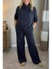 2025 Herbst/Winter Damen Unifarbener Kapuzenpullover mit hohem Kragen & Top Zweiteiliges Set - Lässig und Stilvoll