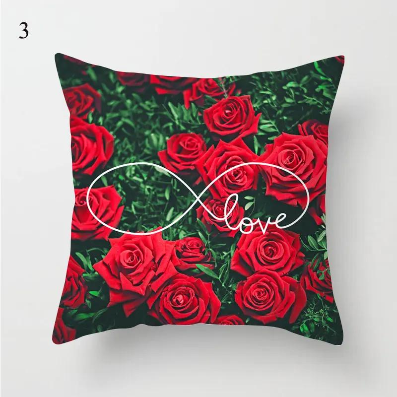 Red Printed Pillowcase Square Waist  Geometric Cute Cushion Cover Fashion Car Decoration Homeware