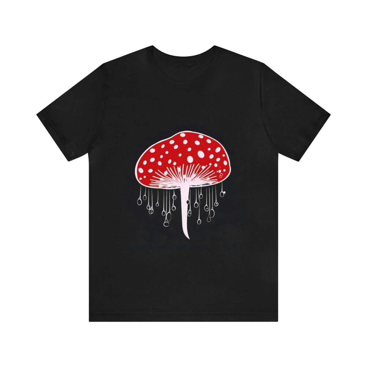 Psychedelic Red Mushroom on Black T-Shirt (2023) Unisex Jersey Short Sleeve Tee 4XL