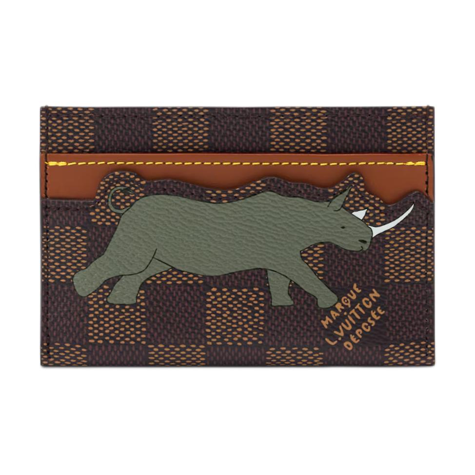 

Louis Vuitton X The Darjeeling Limited Collaboration Double Rhino Print L.V. Letter Logo Damier Heritage Coated Canvas Card Holder N40873 Basic Set (Bag+Dust Bag)
