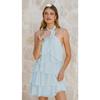 Dames Halter Nek Mouwloos Mini Jurkje Losse Pasvorm Elastische Taille Casual Geplooide Chiffon Jurk