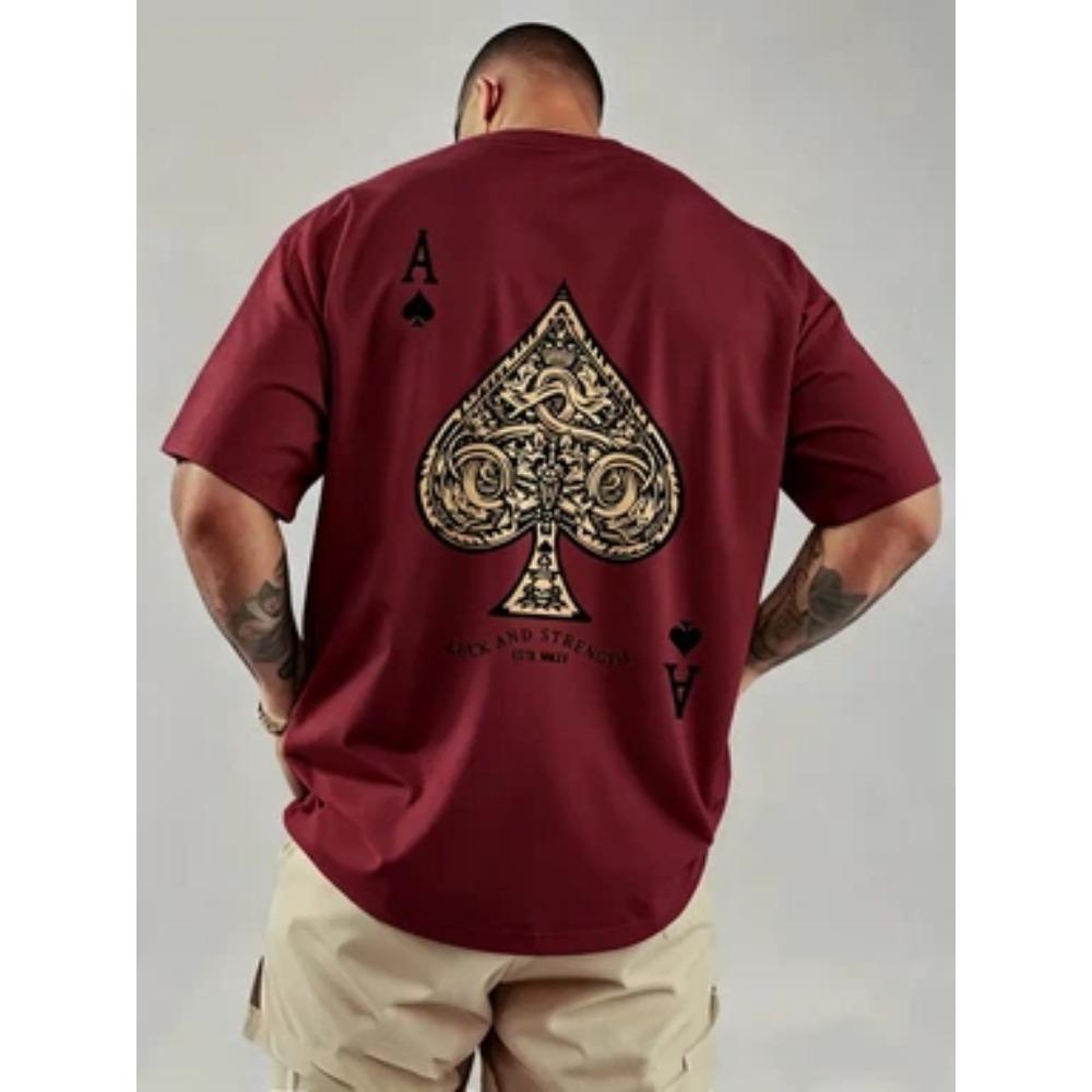 Spade A Print Men Cotton T-shirt Summer Short Sleeve